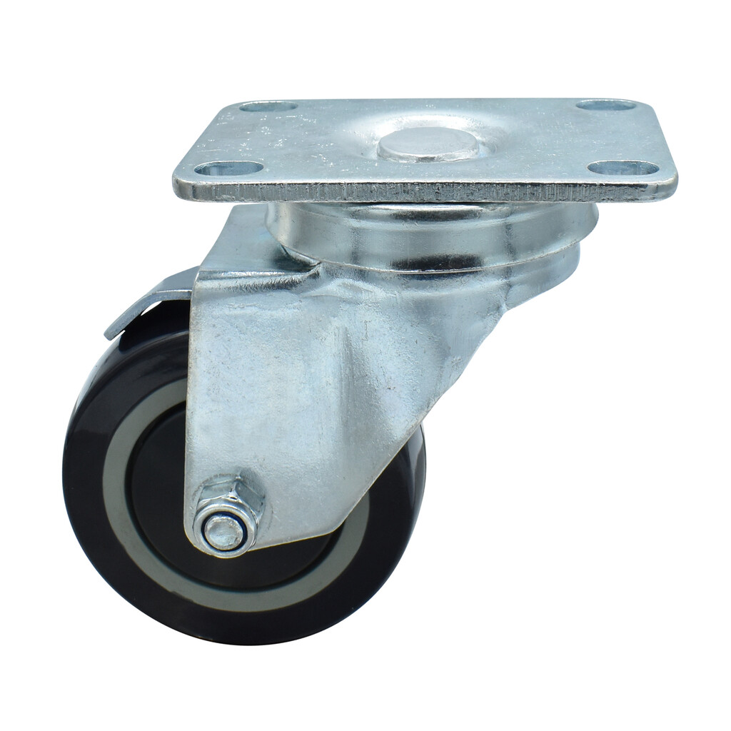 3" Polyurethane Wheel Swivel Caster With  2-3/8"x3-5/8" Top Plate and Top Lock Brake