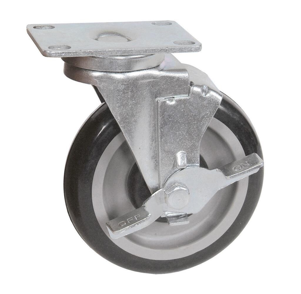 5" Polyurethane Swivel Plate Caster With 2-3/8"x3-5/8" Plate & Top Lock Brake
