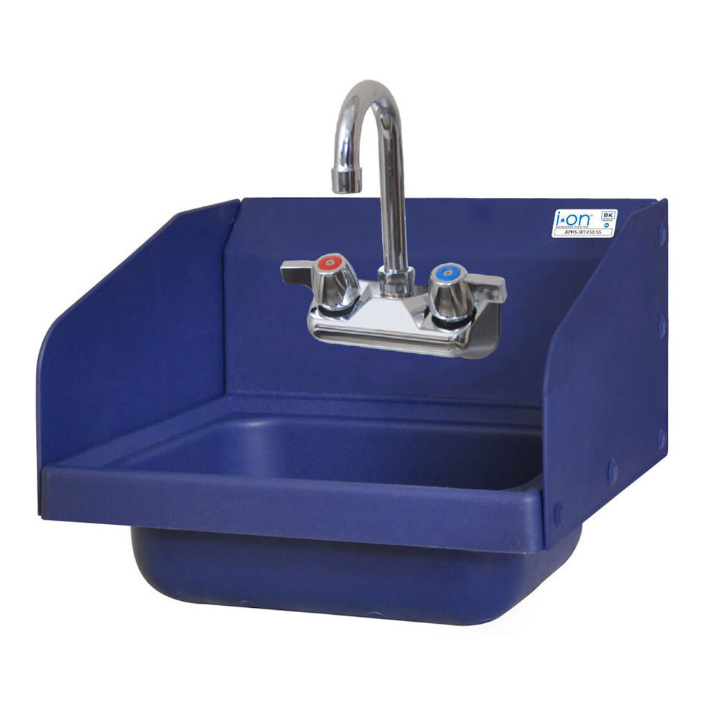 ION™ Blue Antimicrobial Hand Sink W/Side Splashes, Faucet, 2 Holes 