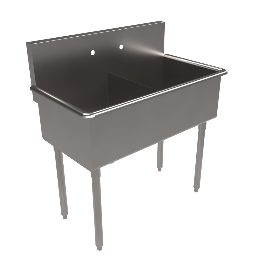 Stainless Steel 2 Compartment Budget Sink, Rolled Front & Side Edges 18X18X12D Bowls