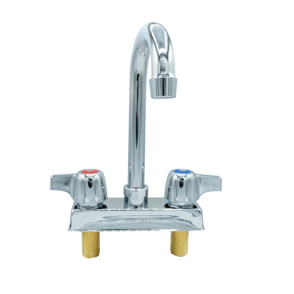 WorkForce Standard Duty Faucet, 3.5"gooseneck spout, 4" O.C.Deck Mount