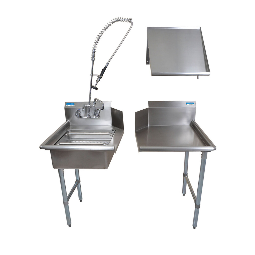 26" Left Side Rinse Table Kit 16 Ga Stainless Steel