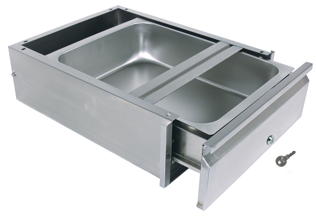 Stainless Steel Drawer Assembly W/Lock, Stainless Pan 200lb 20"x20"x5"