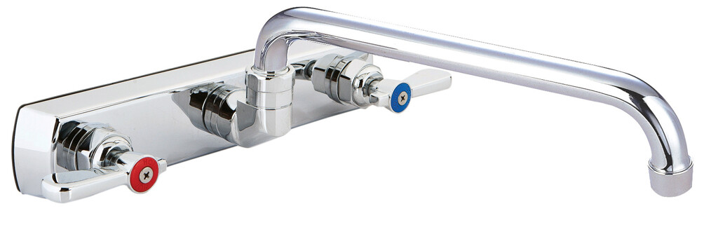 Optiflow Solid Body Faucet, 14" Swing Spout, 8" O.C. Splash Mount