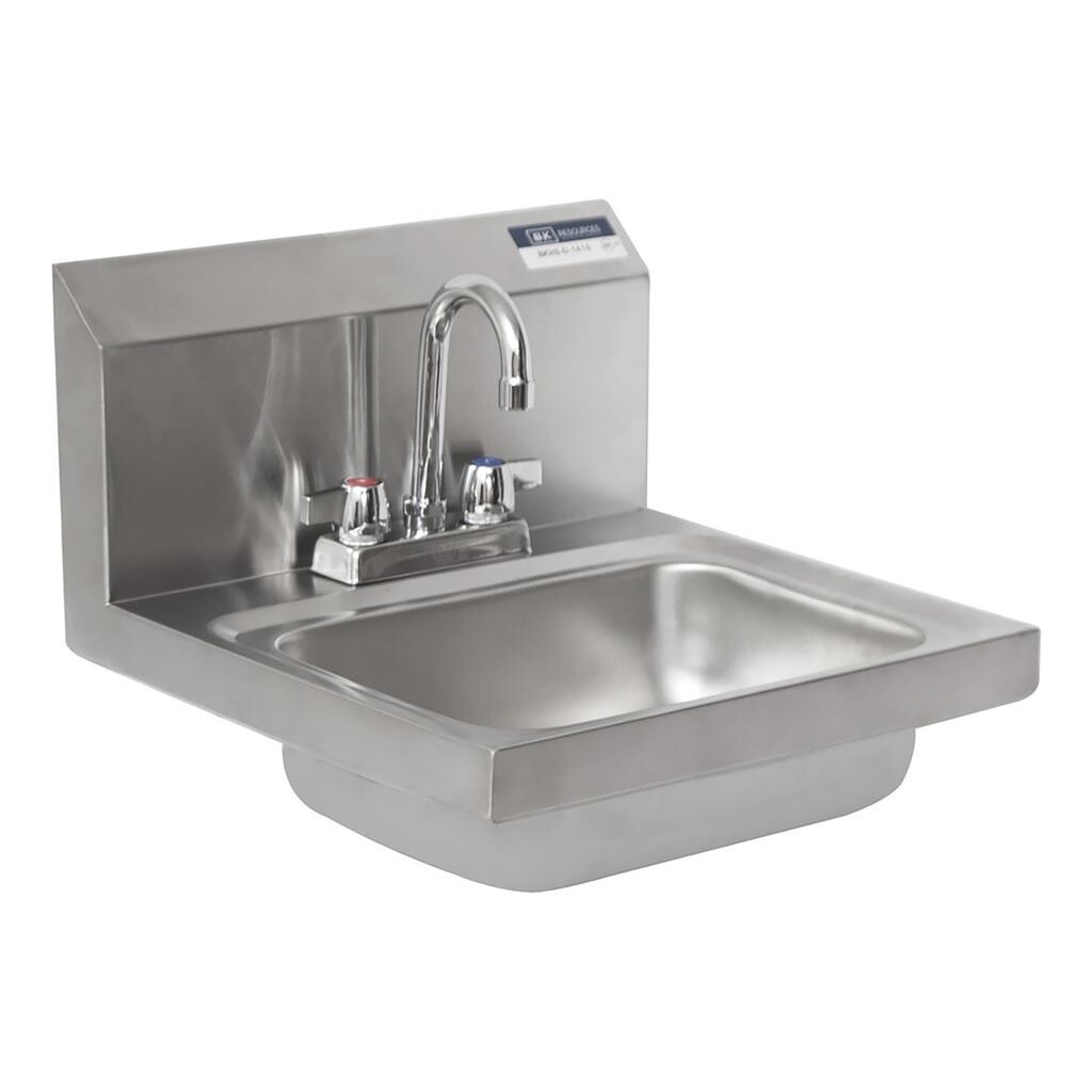 Stainless Steel Hand Sink w/ Faucet 2Holes 1-7/8"DR 13-3/4"Wx10"Dx5"