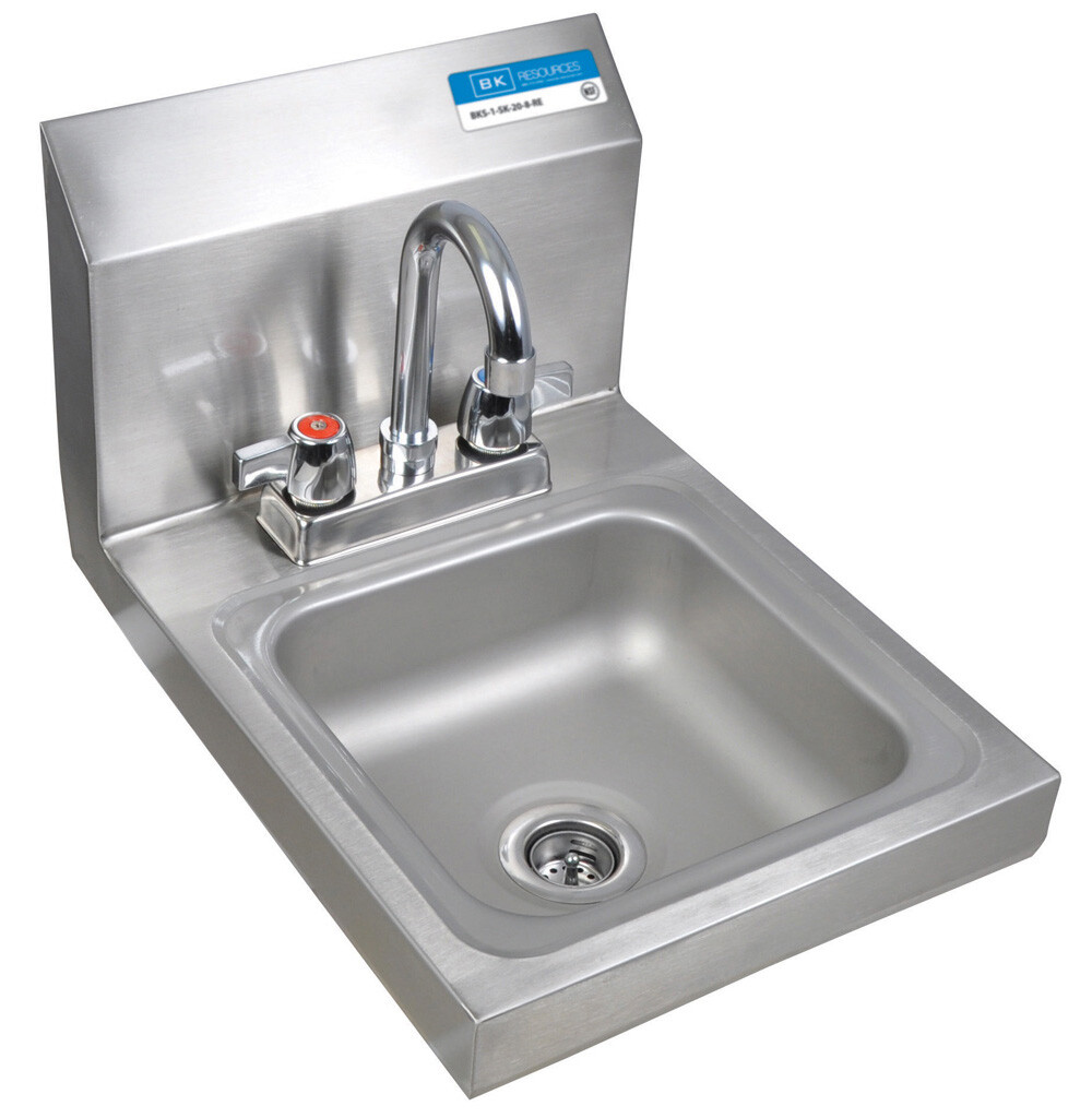 Space Saver Stainless Steel Hand Sink w/ Faucet, 2 Holes 9"x9" Bowl