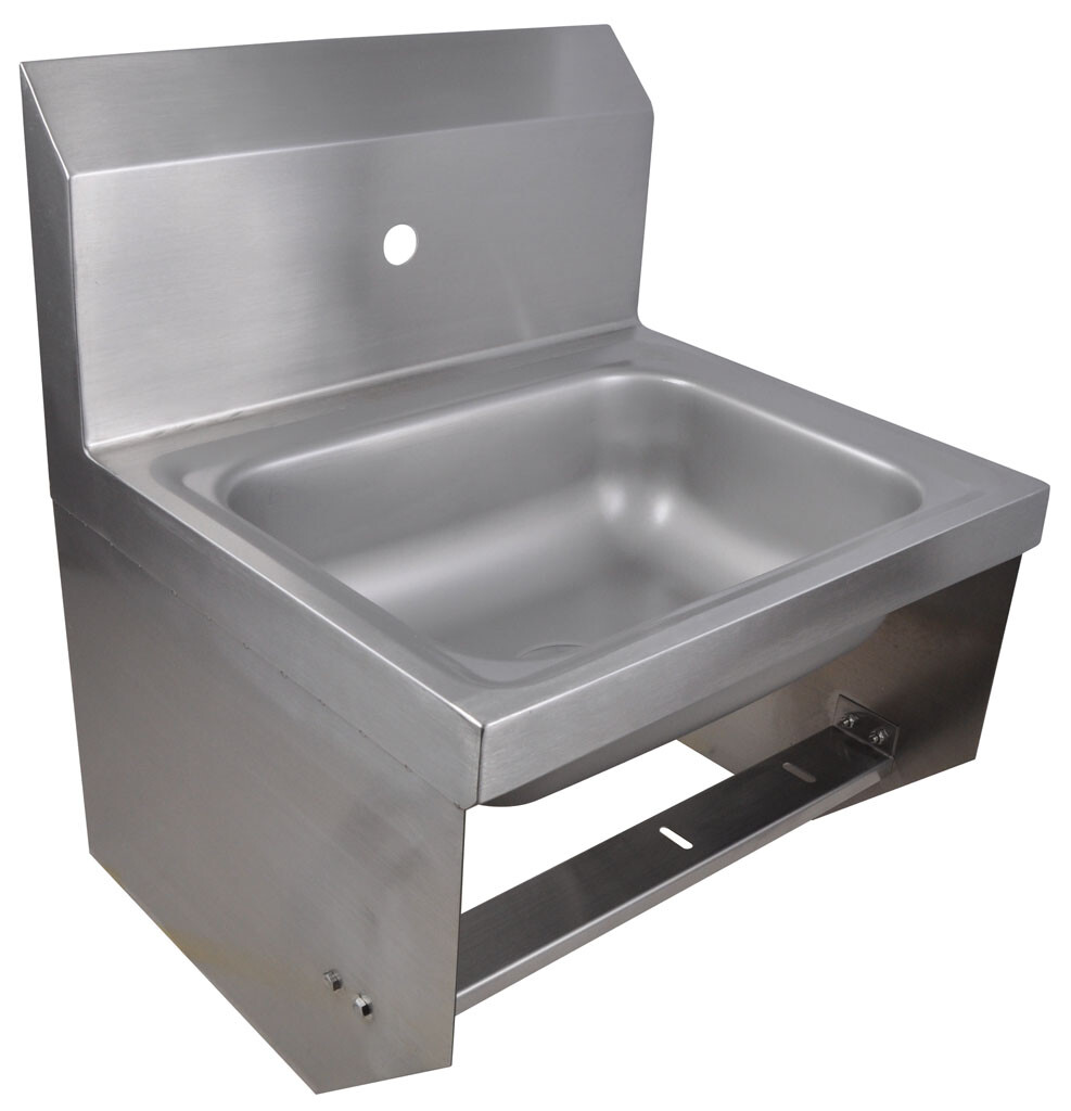 Stainless Steel Hand Sink w/ Knee Valve Brackets, 1 Hole 14”x10”x5”