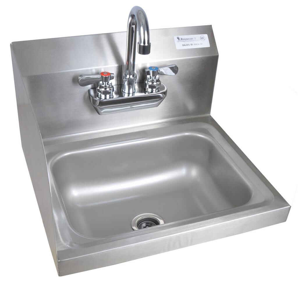 Stainless Steel Hand Sink w/Left Side Splash, Faucet 1-7/8"DR 2Holes