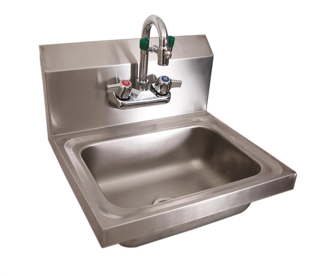 Stainless Steel Hand Sink w/ Eye Wash Station, Faucet 14”x10”x5”