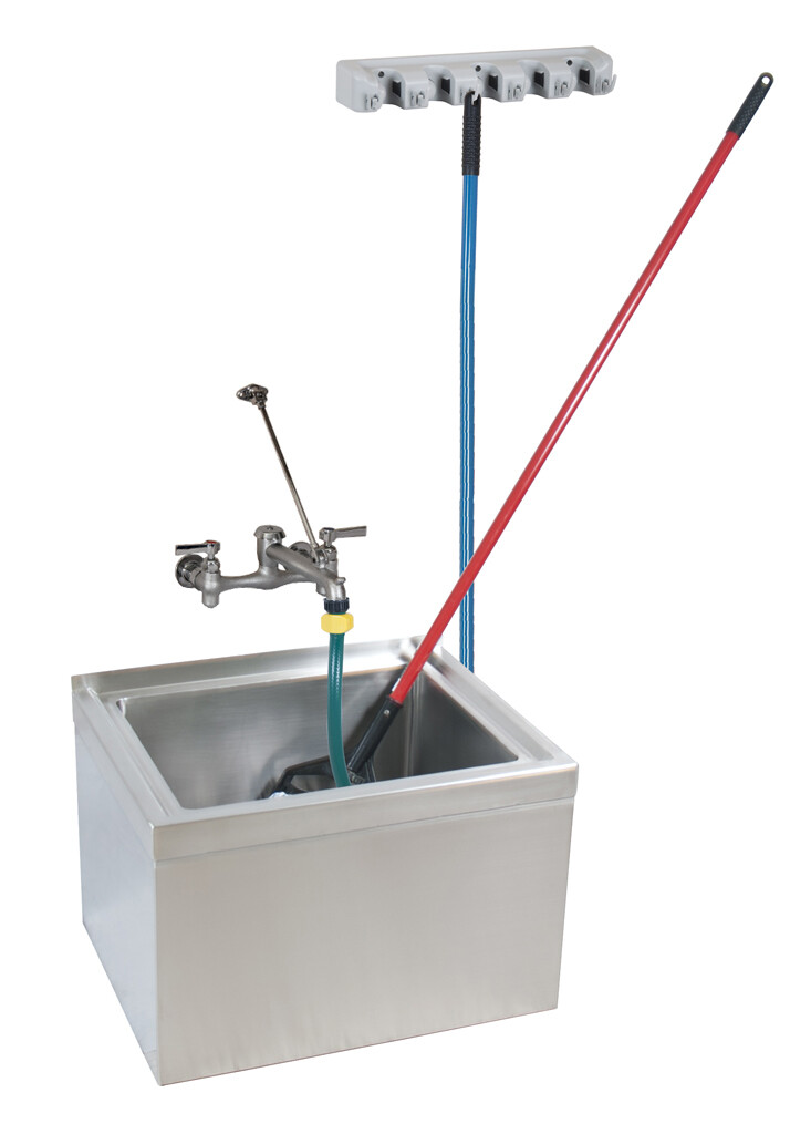 Stainless Steel Mop Sink Kit with Floor Mount DIM 16X20X12D