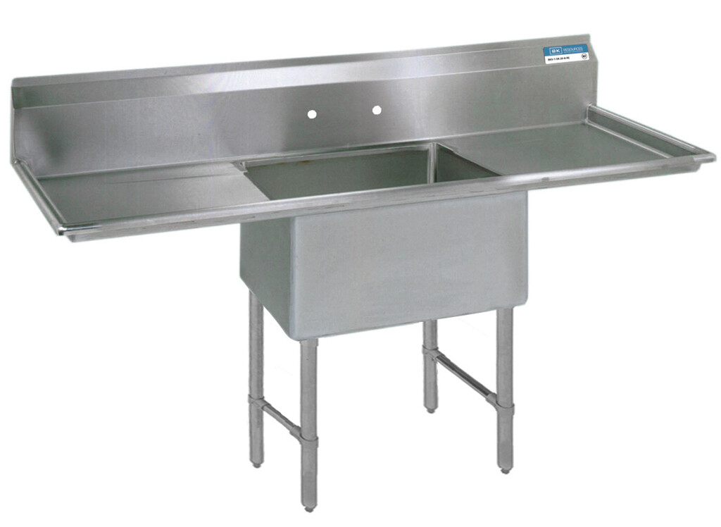 Stainless Steel 1  Compartment Sink w/ Dual 18" Drainboards 16X20X12D Bowl
