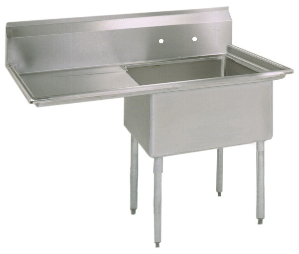 Stainless Steel 1  Compartment Sink w/ 24" Left Drainboard 18X24X14D