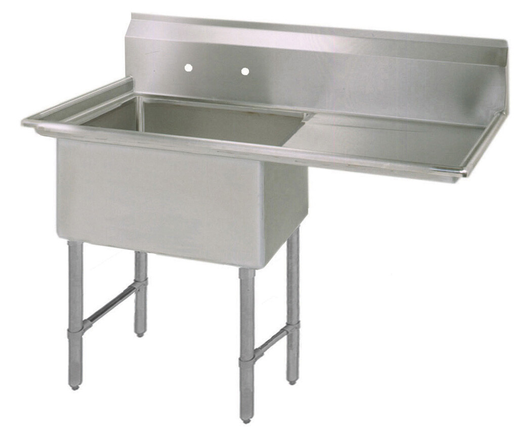 Stainless Steel 1  Compartment Sink w/ 24" Right Drainboard 18X24X14D