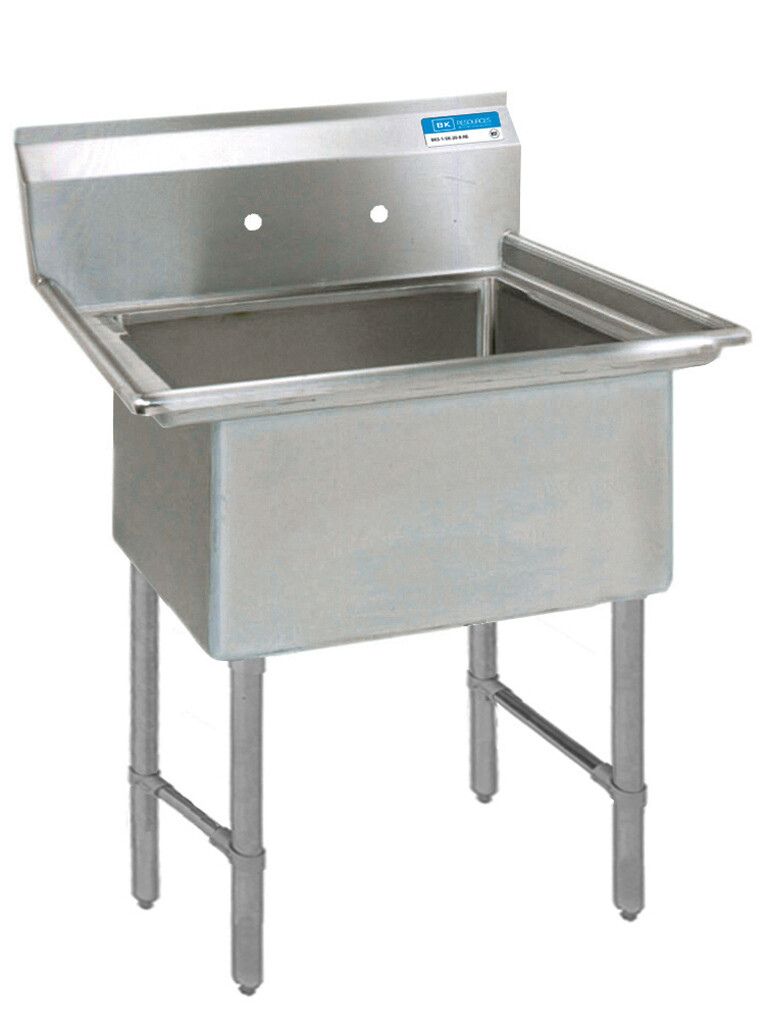 Stainless Steel 1 Compartment Sink, 10" Riser 18X18X14D Bowls