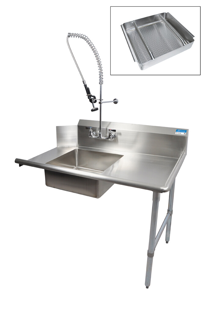 60" Right Side Soiled Dish Table Pre-Rinse Bundle Stainless Steel