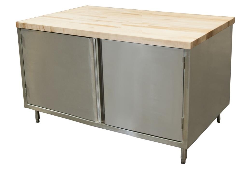 30" X 30" Maple Top Cabinet Base Chef Table Hinged Door