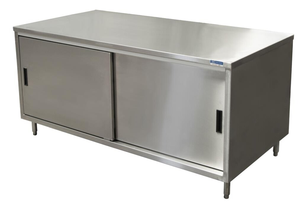 24" X 72" Stainless Steel Cabinet Base Chef Table Sliding Door