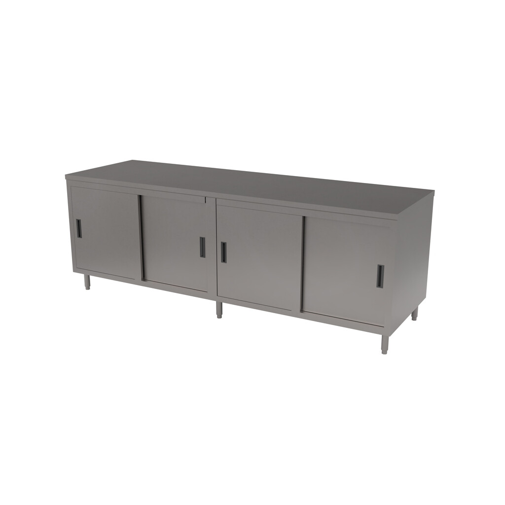 30" X 120" Dual Sided Stainless Steel Cabinet Base Chef Table  w/ Sliding Doors