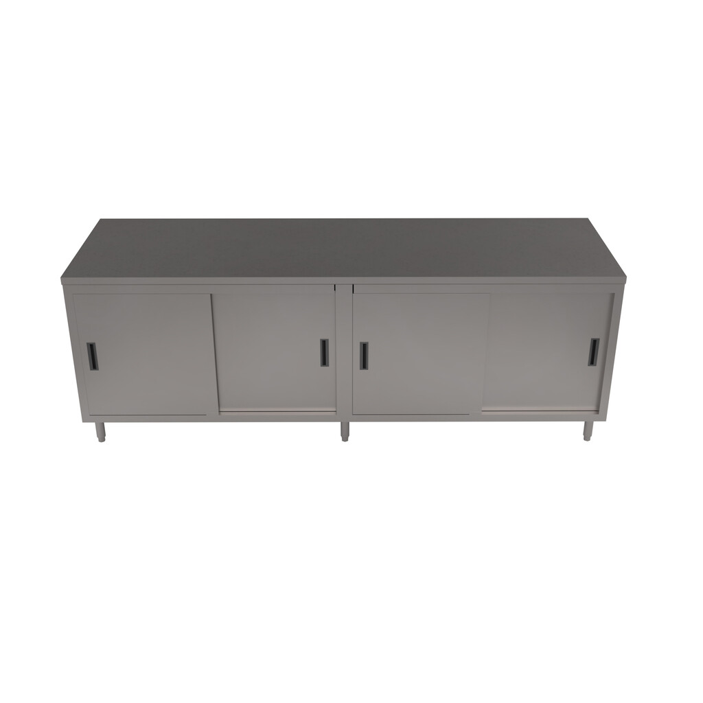 30" X 120" Stainless Steel Cabinet Base Chef Table w/ Sliding Doors