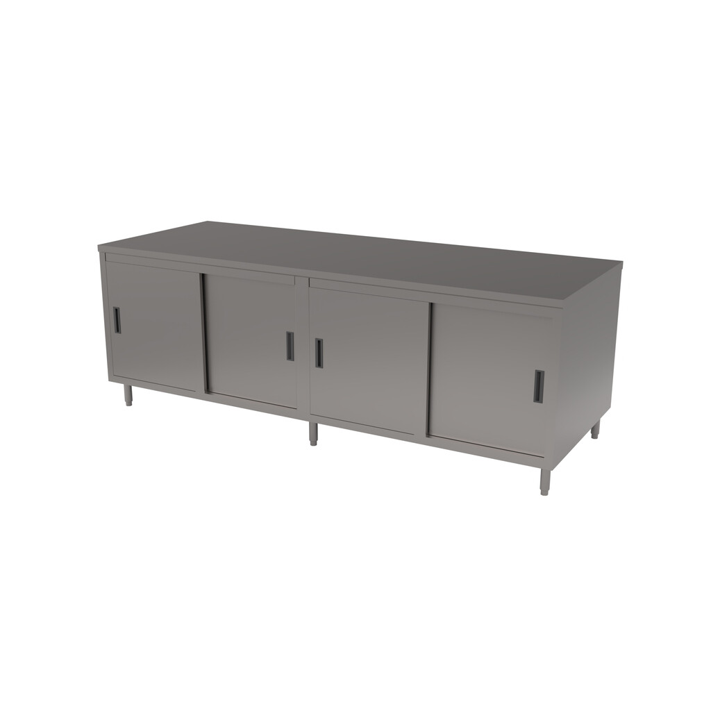36"x84" Dual Sided Cabinet Base Stainless Steel Top Chef Table w/Sliding Door