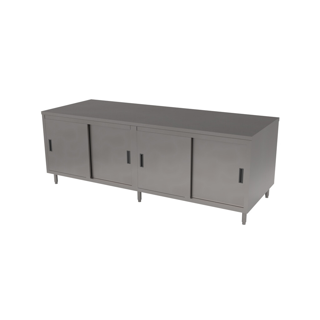 36" X 96" Stainless Steel Cabinet Base Chef Table Sliding Door