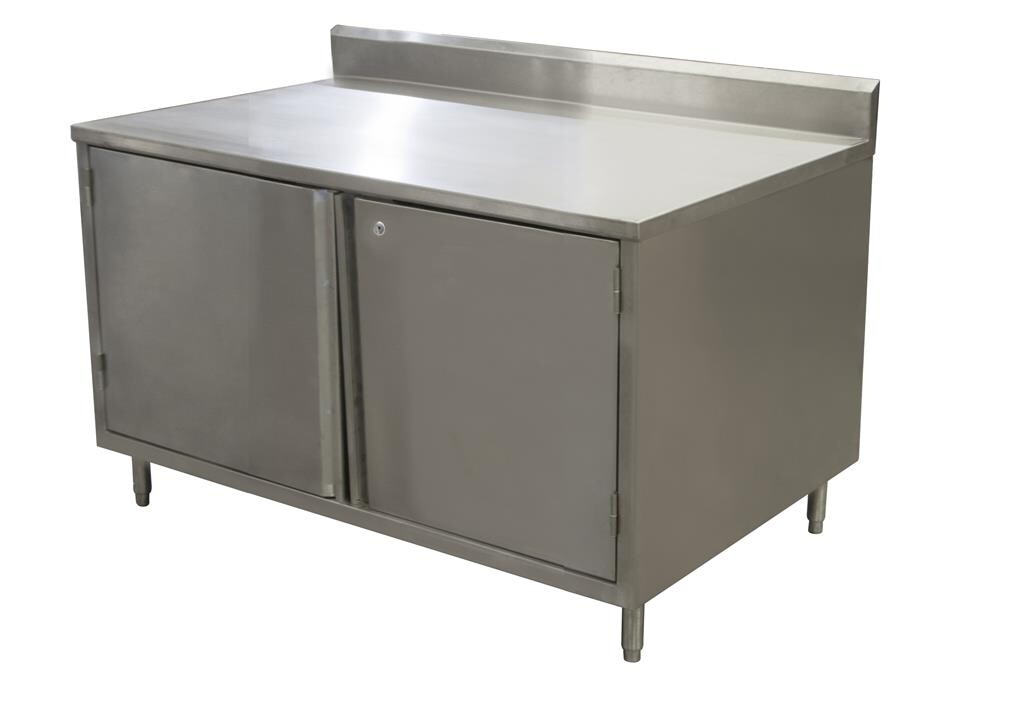 24" X 24" Stainless Steel Cabinet Base Chef Table 5" Riser Hinged Door w/Locks