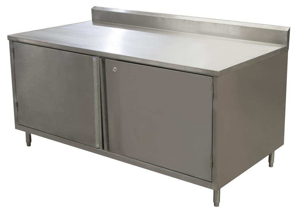 24" X 72" Stainless Steel Cabinet Base Chef Table 5" Riser Hinged Door w/Locks