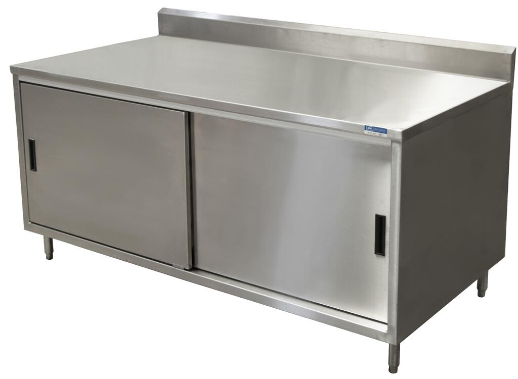 24" X 72" Stainless Steel Cabinet Base Chef Table 5" Riser Sliding Door