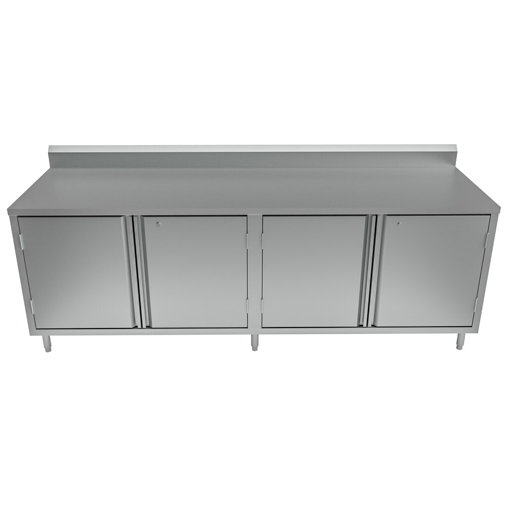 30" X 96" Stainless Steel Cabinet Base Chef Table 5" Riser Hinged Door w/Locks