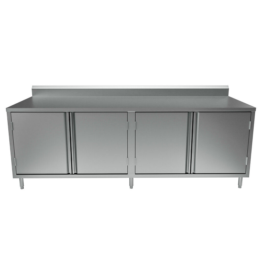 36"x84" Cabinet Base Stainless Steel Top Chef Table w/Hinged Door & 5" Riser