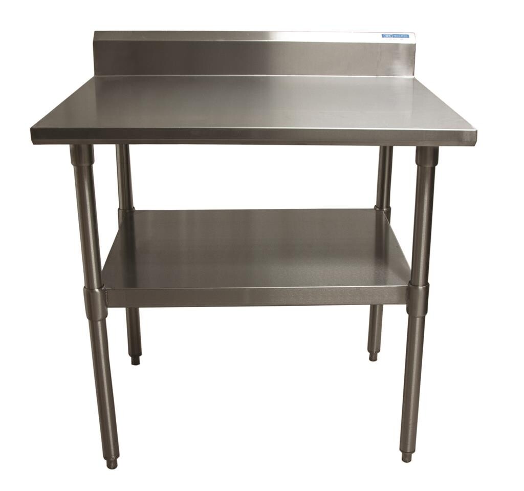 16 Gauge Stainless Steel Work Table W/Galvanized Shelf 5"Riser 36"Wx30"D