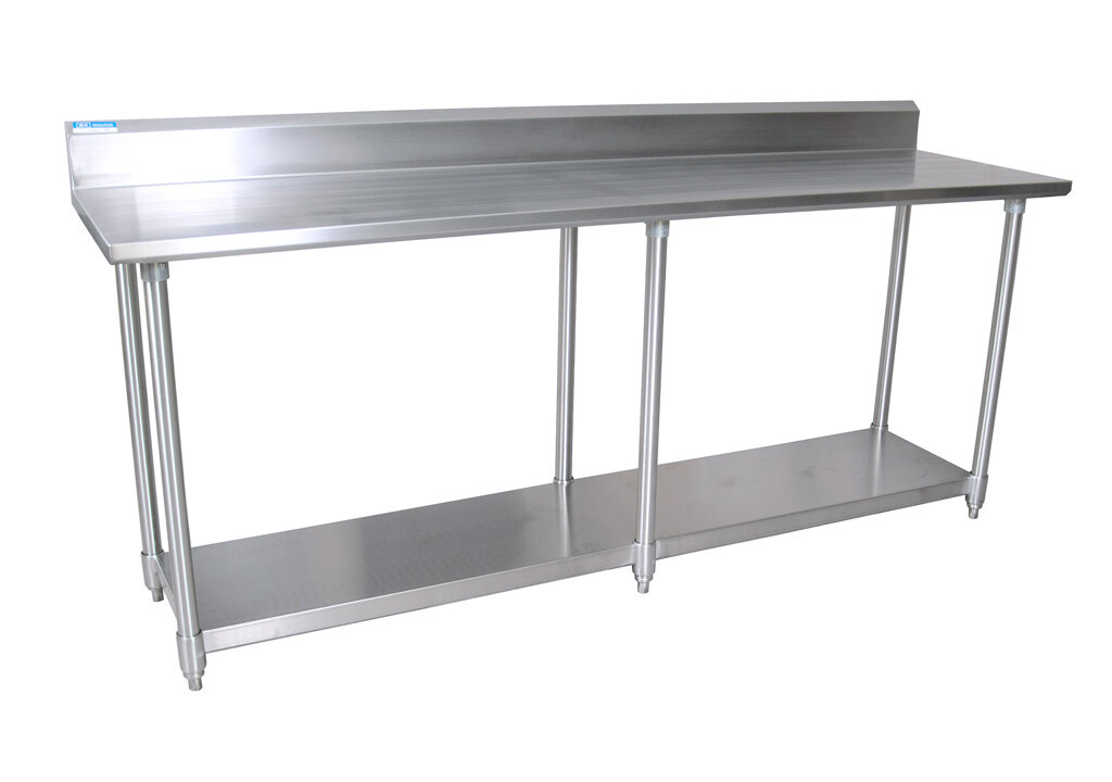 16 Gauge Stainless Steel Work Table W/Galvanized Shelf 5"Riser 84"Wx30"D