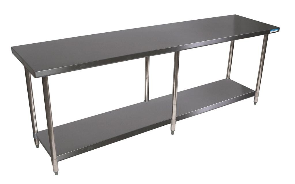 16 Gauge Stainless Steel Work Table With Stainless Steel Shelf 84"Wx24"D