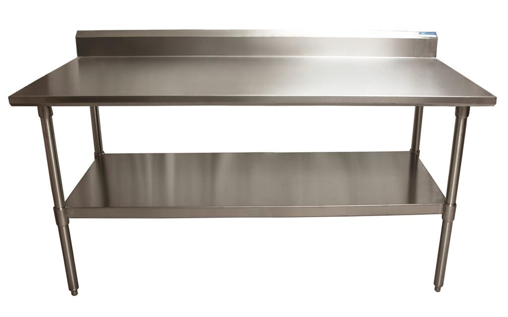 16 Gauge Stainless Steel Work Table With Undershelf 5"Riser 72"Wx30"D