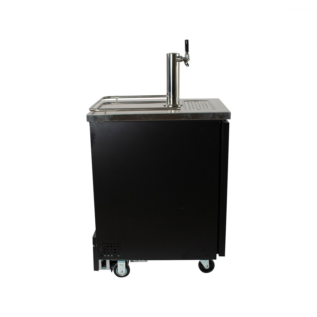 24" One Keg Direct Draw Kegerator Beer Dispenser with (1) Double Head Tap and 4” Casters