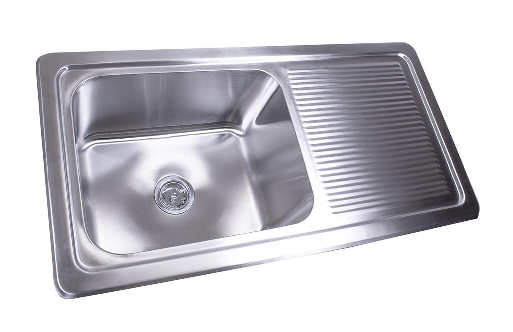 Stainless Steel 1 Compartment Dropin Sink w/Drainboard 20" x 16" x 12" Bowls