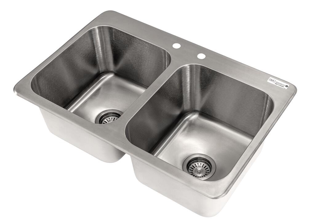 Stainless Steel 2 Compartment Dropin Sink 14"x16"x10" Bowls