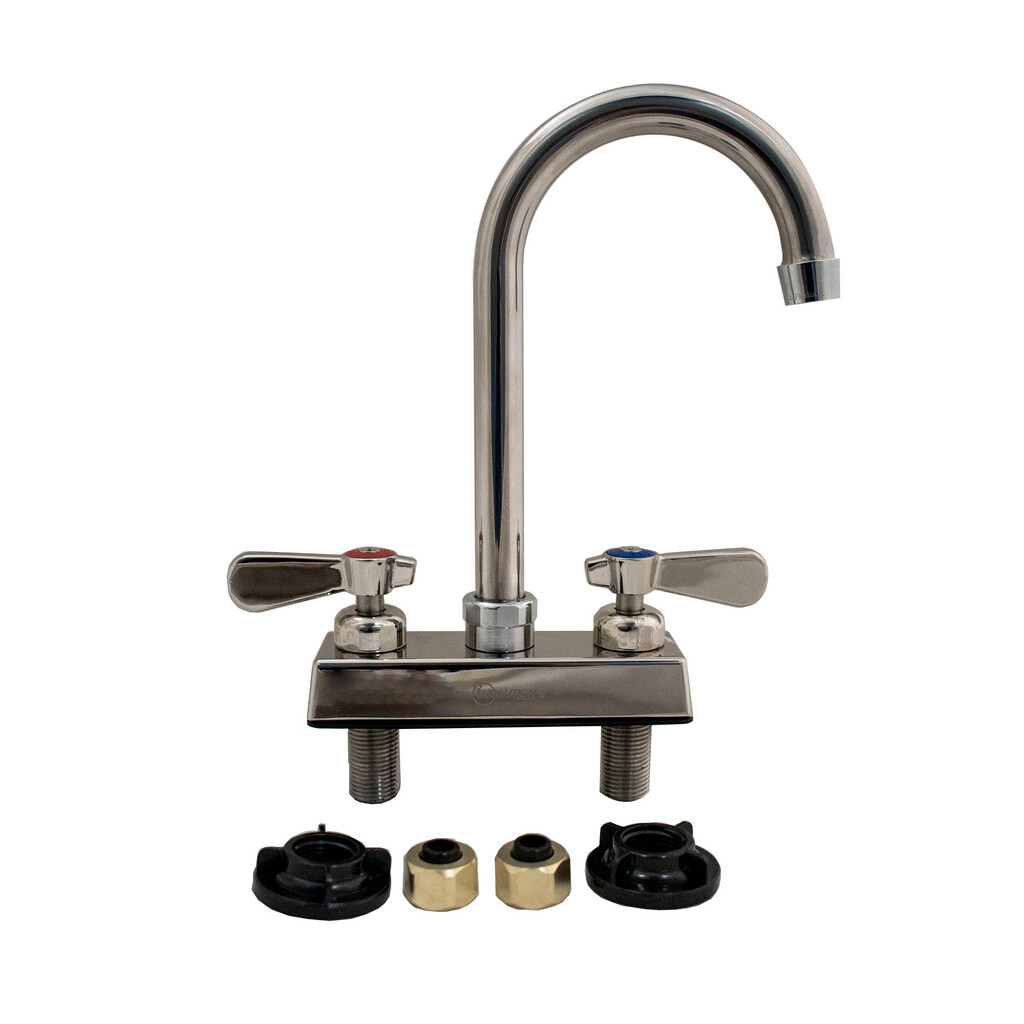Evolution 4" Deck Mount Stainless Steel Faucet, 4.5" Gooseneck Spout