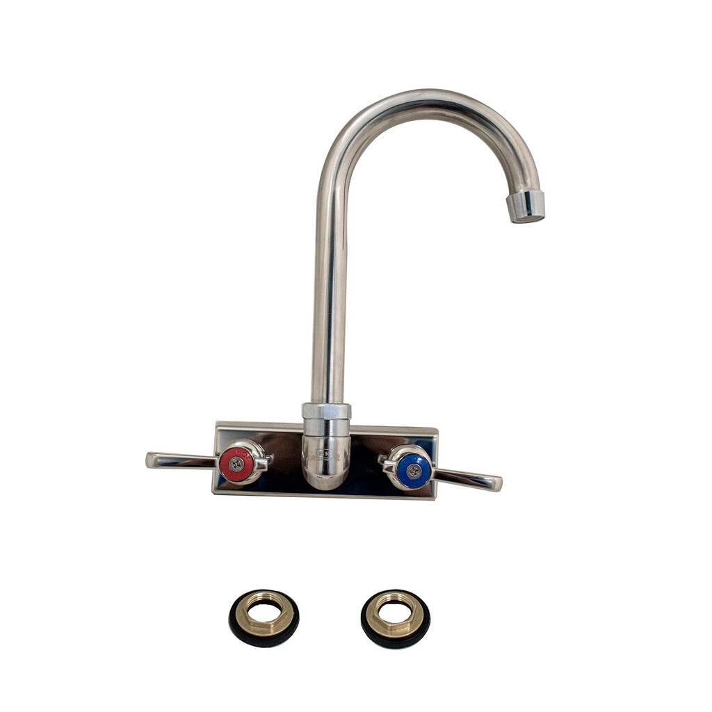 Evolution 4" Splash Mount Stainless Steel Faucet 4.5 Gooseneck Spout