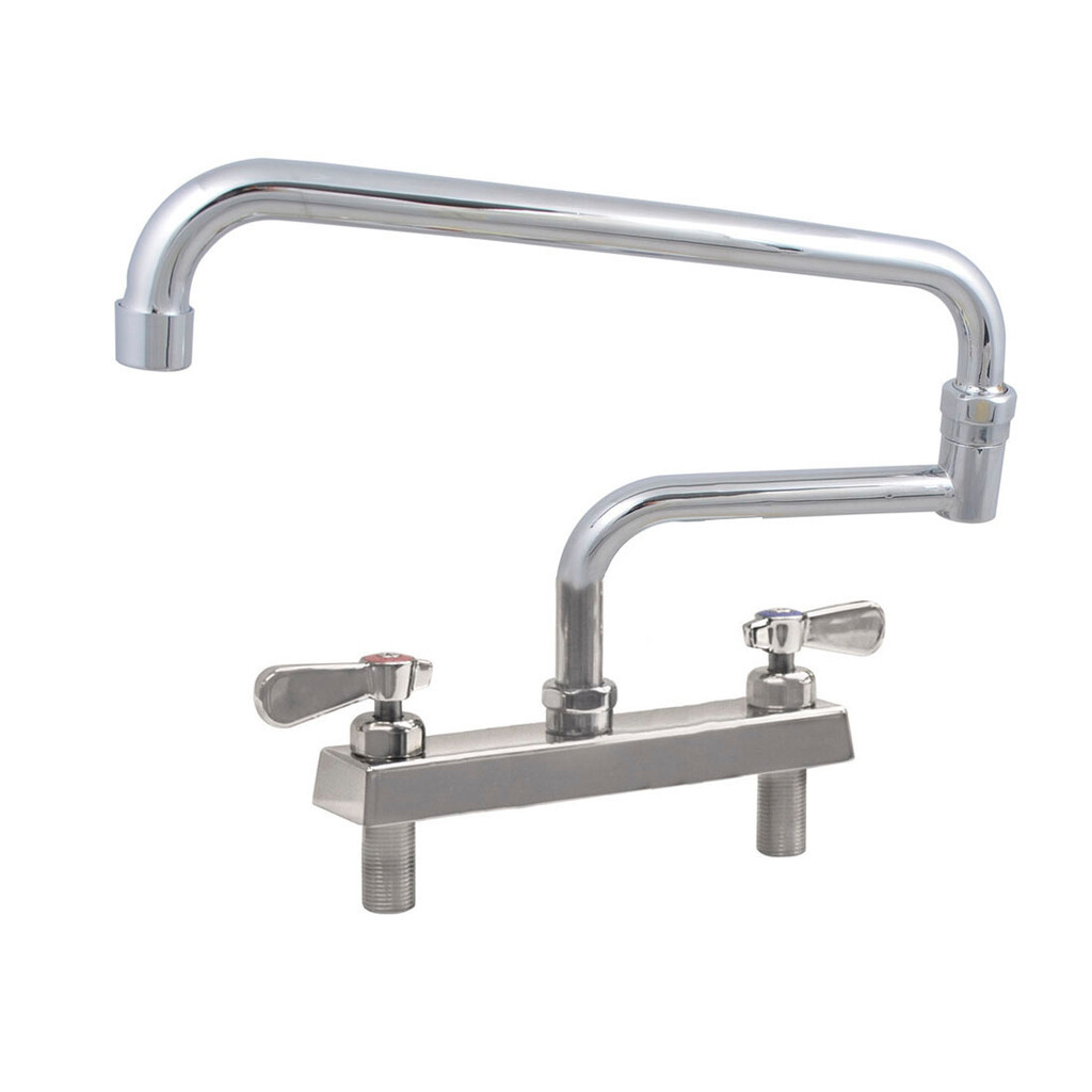 Evolution 8" Deck Mount Stainless Steel Faucet, 18" Swing Spout
