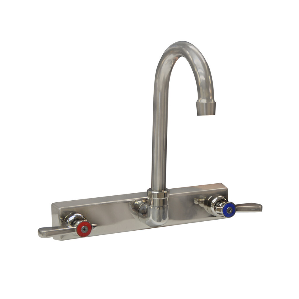 Evolution 8" Splash Mount Stainless Steel Faucet,6"Gooseneck Spout