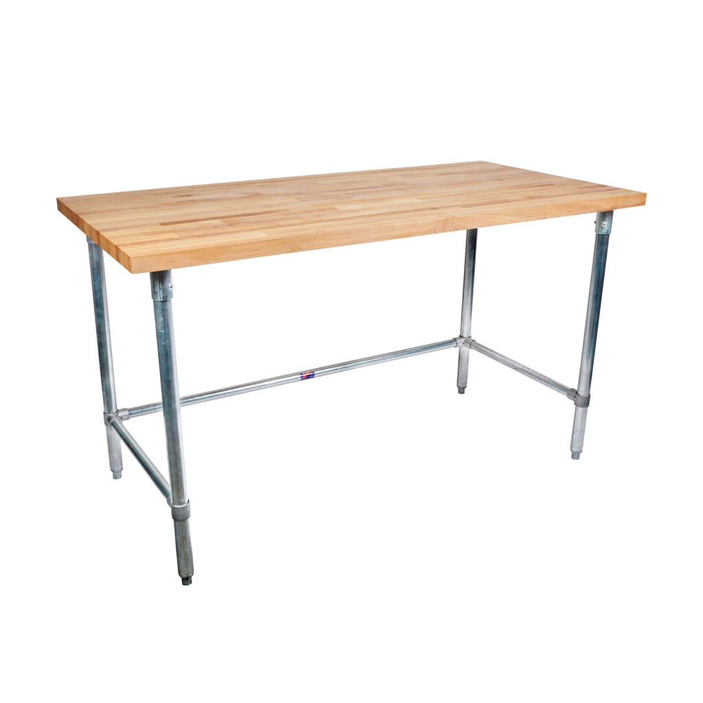 Hard Maple Table Open Base, Galvanized Legs Oil Finish 48"Lx30"W