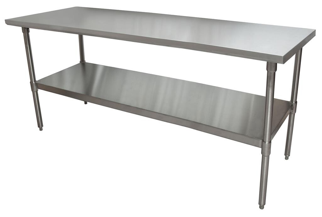 14 Gauge Stainless Steel Work Table With Stainless Steel Undershelf 72"Wx24"D