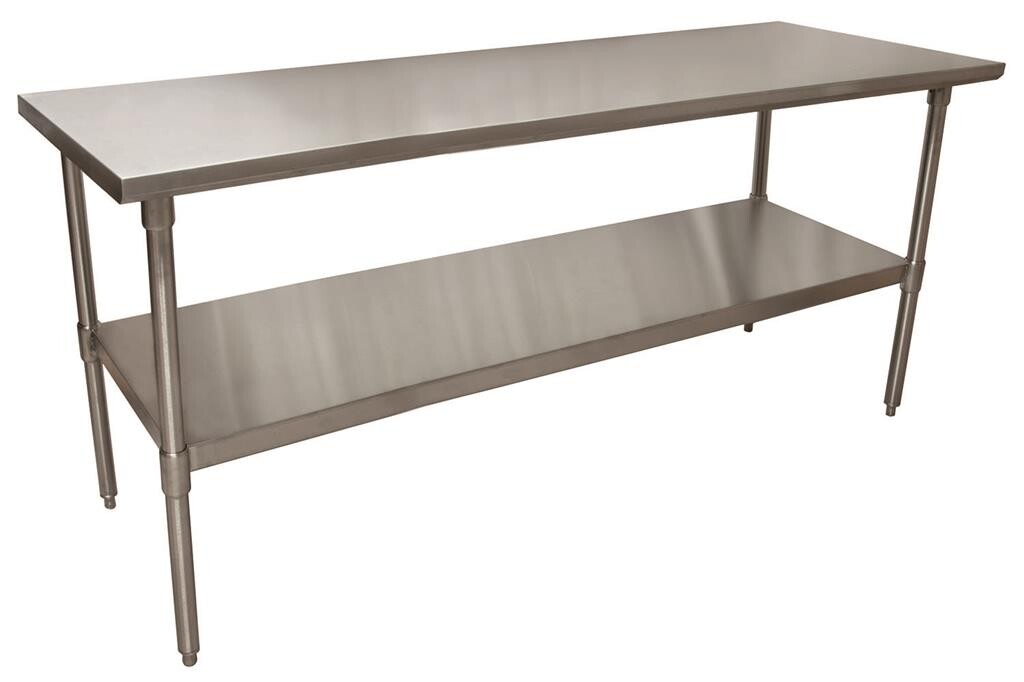 14 Gauge Stainless Steel Work Table With Stainless Steel Undershelf 72"Wx30"D