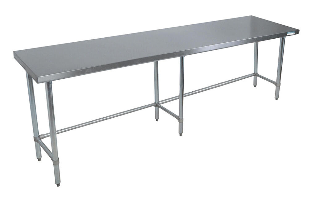 14 Gauge Stainless Steel Work Table Open Base Stainless Steel Legs 84"Wx24"D