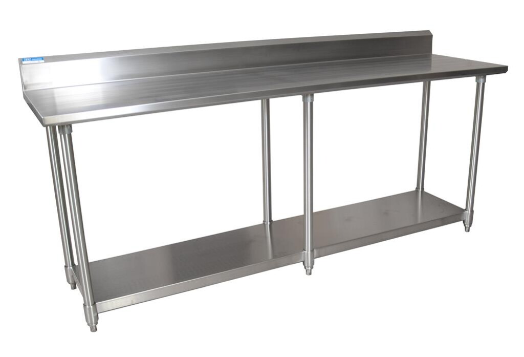 14 Gauge Stainless Steel Work Table W/ Stainless Steel Shelf 5"Riser 84"Wx24"D