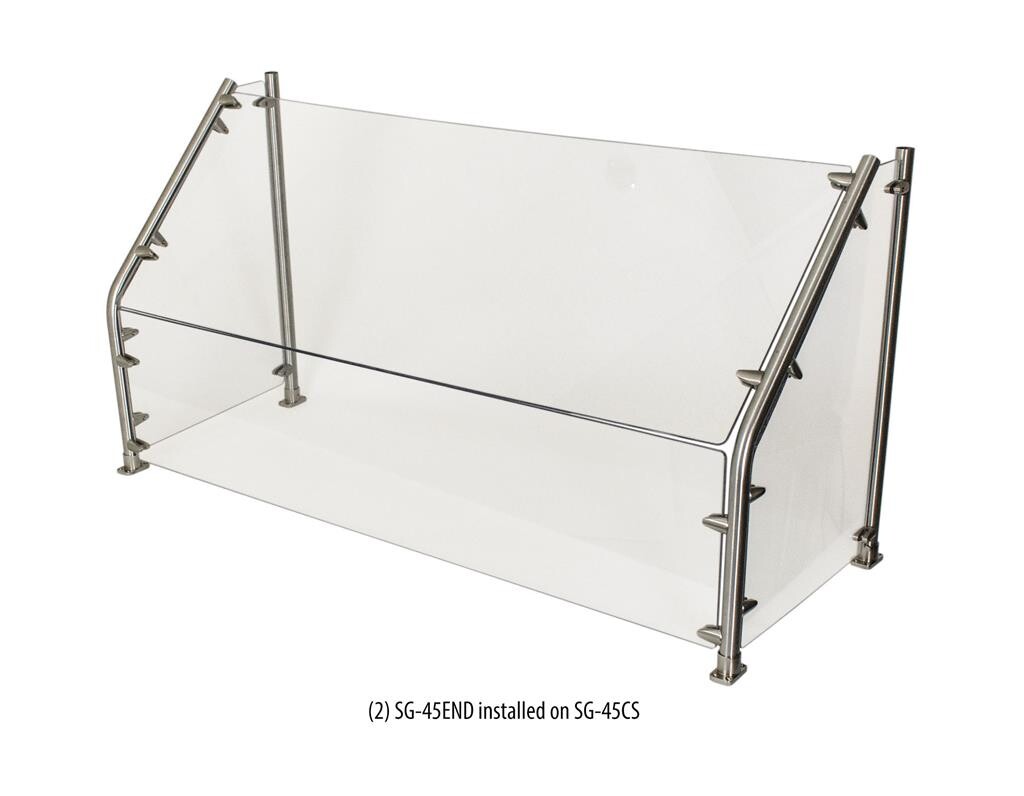 120" Cafeteria 45 Degree Angled Sneeze Guard with Glass