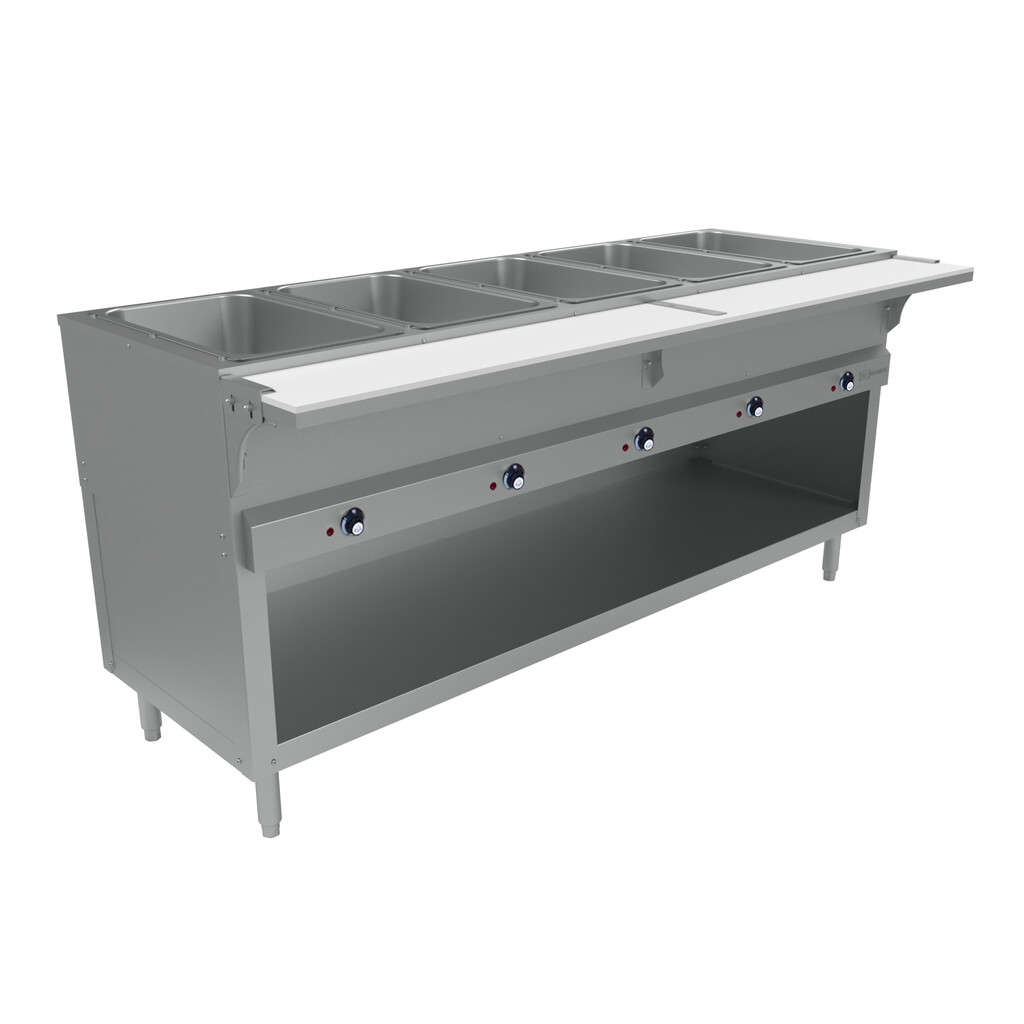Open Well Electric Steam Table 5 Well - 120V 2500W W/ Enclosed Base