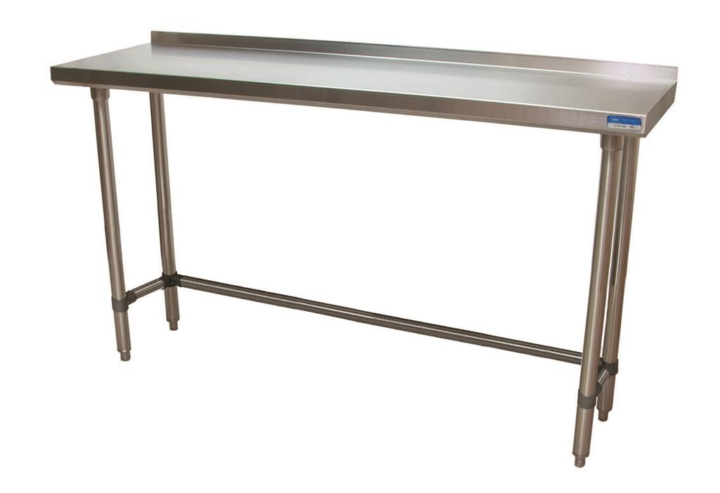 18 Gauge Stainless Steel Work Table Open Base  1.5 Riser 72"Wx18"D