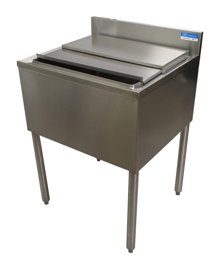 24"X 21" Ice Bin & Lid w/ 8 Circuit Cold Plate Stainless Steel w/ Drain